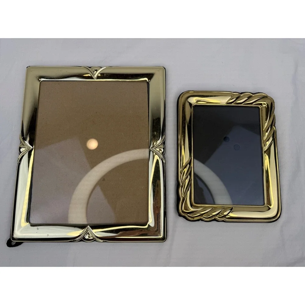 Vintage 90s Gold Tone Picture Frame Set 8x10 and 5x7 with‎ Glass